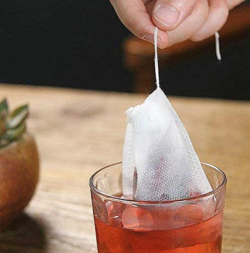 TamBee 100 Pack Disposable Tea Filter Bags Empty Muslin Drawstring Seal Filter Tea Bags Drawstring Herb Loose Tea bag (1.97"X2.76" / 5cm X 7cm) - Image 5